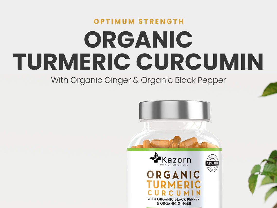 KAZORN® Organic Turmeric Curcumin 1440mg with Organic Black Pepper & Organic Ginger Capsules