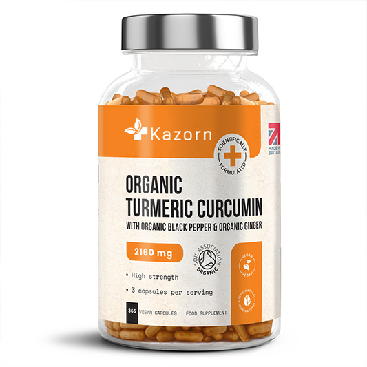 KAZORN® Organic Turmeric Curcumin 2160mg with Organic Black Pepper & Organic Ginger Capsules