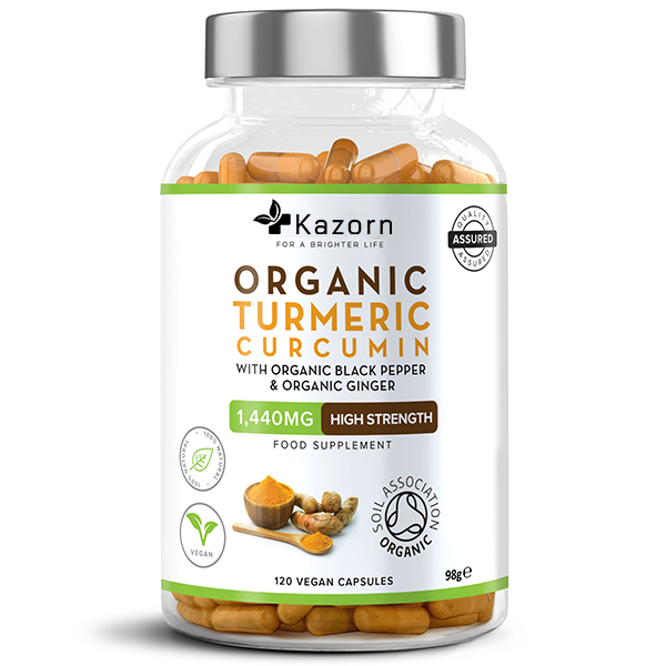 KAZORN® Organic Turmeric Curcumin 1440mg with Organic Black Pepper & Organic Ginger Capsules