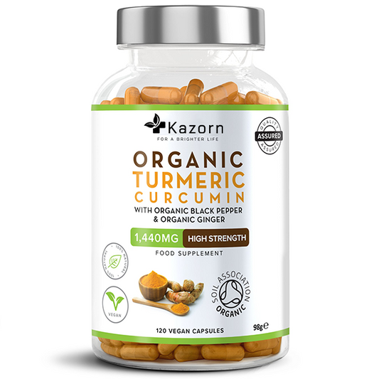 KAZORN® Organic Turmeric Curcumin 1440mg with Organic Black Pepper & Organic Ginger Capsules