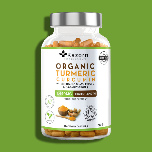 KAZORN® Organic Turmeric Curcumin 1440mg with Organic Black Pepper & Organic Ginger Capsules
