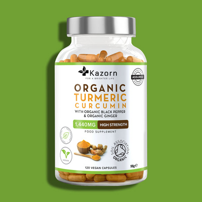 KAZORN® Organic Turmeric Curcumin 1440mg with Organic Black Pepper & Organic Ginger Capsules